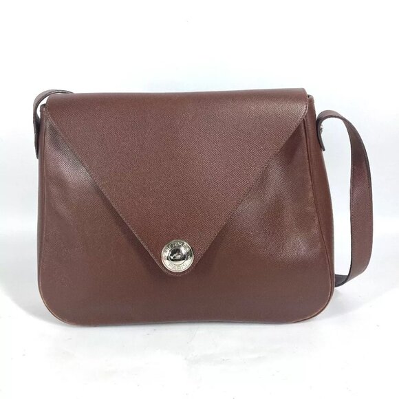 HERMES Christie Rhone bag flap Shoulder Bag Leather Brown/SilverHardware - Picture 1 of 16